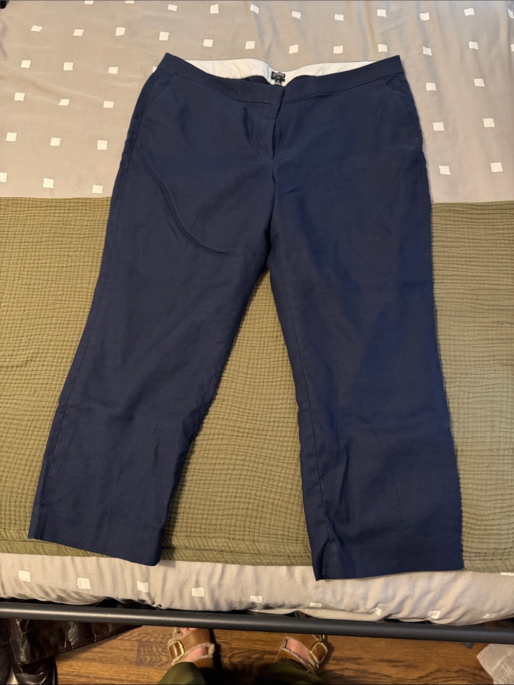 J. Crew Navy Linen Kate Crop Pants